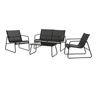 Grand patio Ensemble de Mobilier d'extérieur, 4 PC, Chaises du Porche, 3 Chaises et 1 Table en Verre, Textile, Meubles Terrasse pour Toutes Les Saisons, Maison, Jardin et Extérieur (Noir, Large)
