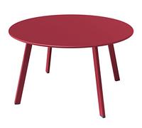 Grand patio Table Basse, Café Table, Acier de Première Qualité, Poids Léger, Table D’appoint Ronde latérale pour Bureau, Balcon, Cuisine et la Chambre (Bossa-Nova Rouge)