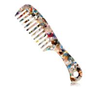 Grand Peigne À Dents Larges pour Femmes Cheveux Bouclés Peigne Démêlant Soins Capillaires Professionnels Peigne Antistatique Brosse Cheveux pour Cheveux Bouclés Cheveux Longs Cheveux Mouillés (Fleurs)