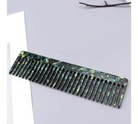Grand peigne démêlant en acétate de cellulose, peigne à dents larges pour femme, cheveux épais, bouclés et ondulés (vert saphir)