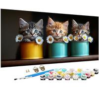 Grand Peinture par Numero animal Motif chat Peinture Numero Adulte Activite Manuelle,DIY Paint by Numéro Enfant Kit de Peinture à l'huile Grand 30x60 cm pour Decoration Murale,Cadeau pour Femme J3-689