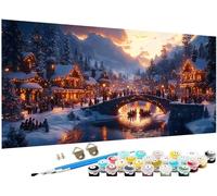 Grand Peinture par Numero hiver Motif pont Peinture Numero Adulte Activite Manuelle, DIY Paint by Numéro Enfant Kit de Peinture à l'huile Grand 70 x 140 cm, Decoration Murale, Cadeau Femme J3-197