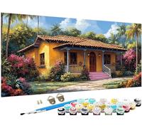 Grand Peinture par Numero maisons Motif usine Peinture Numero Adulte Activite Manuelle, DIY Paint by Numéro Enfant Kit de Peinture à l'huile Grand 100 x 200 CM, Decoration Murale, Cadeau Femme J3-23