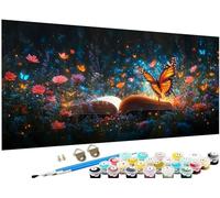 Grand Peinture par Numero Papillon Motif Livre Peinture Numero Adulte Activite Manuelle, DIY Paint by Numéro Enfant Kit de Peinture à l'huile Grand 60 x 120 CM, Decoration Murale, Cadeau Femme J3-813