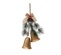 Grand pendentif cloche de Noël en lin rustique 50 cm (rouge)