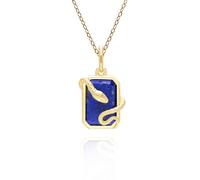 Grand Pendentif Enroulé De Serpent En Lapis Lazuli En Argent Sterling Plaqué Or