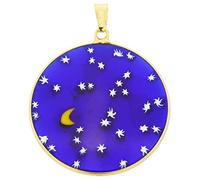 Grand pendentif Millefiori "Nuit étoilée" dans un cadre plaqué or 32 mm