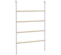 PawHut Grand perchoir échelle pour Poules 4 Niveaux avec barreaux en Bois et Structure Acier galvanisé, Compatible enclos poulailler, 140 x 86 x 2,5 cm, Argent et Naturel