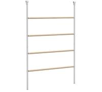 PawHut Grand perchoir échelle pour Poules 4 Niveaux avec barreaux en Bois et Structure Acier galvanisé, Compatible enclos poulailler, 140 x 86 x 2,5 cm, Argent et Naturel