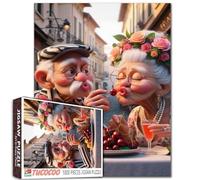 Grand-père et Grand-mère Mangeant des Fruits Jigsaw Puzzles pour Les Adultes Couple Mignon Vieux sur la Rue Puzzles intellectuels décompresseurs Fun Family Game Divertissement Jouets décor Mural