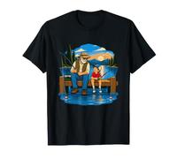 Grand-père et Petit-Fils pêchant Depuis Un Quai Tranquille T-Shirt