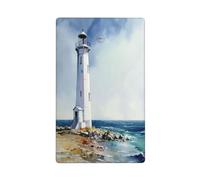 Grand phare blanc aquarelle sur la côte à bascule simple plaque murale vierge couvercle d'interrupteur décoratif 1 gang pour cuisine salle de bain taille 11,4 x 7 cm