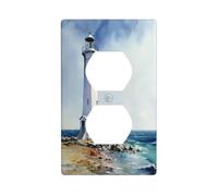 Grand phare blanc aquarelle sur la côte, couvercle d'interrupteur décoratif 1 gang plaque murale pour cuisine, salle de bain, taille 7 x 11,4 cm