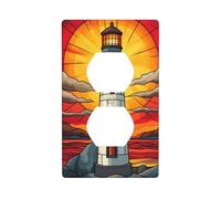 Grand phare en verre teinté sur la rive rocheuse pour interrupteur décoratif 1 plaque murale pour cuisine, salle de bain, taille 7 x 11,4 cm