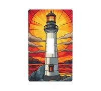 Grand phare sur la rive rocheuse - Plaque murale décorative à bascule unique pour cuisine, ferme, chambre à coucher, salle de bain