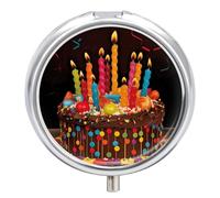 Grand pilulier de voyage étanche et portable en métal résistant à l'humidité avec 3 compartiments « Happy Birthday »