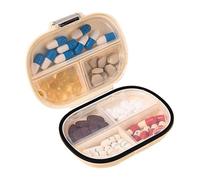 Grand pilulier de voyage - Organiseur de médicaments rond de 11,3 cm, support hebdomadaire, étui multi-fentes avec fermeture à pression | Complément alimentaire léger avec sept sections pour capsules