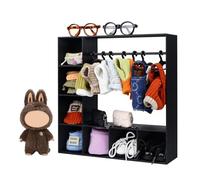 Grand placard/armoire à vêtements de poupée avec 10 cintres - Boîte de présentation d'accessoires de poupée | Rangement de vêtements pour figurines, organiseur portable en tissu pour poupées tendance