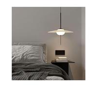Grand plafonnier LED suspendu du milieu du siècle, moderne, contemporain - Lustre compatible avec cuisine, salle à manger, chambre à coucher, café, 40 cm, lampe suspendue en verre blanc et n