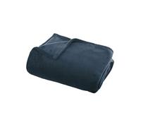 Atmosphera - Grand plaid en flanelle uni - 180x130 cm - Bleu foncé Bleu G