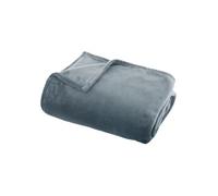 Atmosphera Grand plaid en flanelle uni Ollis 180x130 cm Bleu Orage