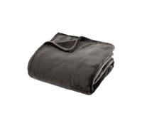 Atmosphera Plaid uni en flanelle Gris foncé 180x230 cm