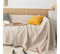 Grand Plaid pour Canape Housse de Canapé d'angle 1 2 3 4 Places Couverture Réversible avec Pompons pour Canapé Housse de Canape Universelle,Marron,36 * 36in/90 * 90cm
