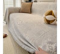 Grand Plaid Vintage pour canapés, Housse de canapé épaisse en Chenille, Housse de canapé pour canapé 1/2/3/4 Places, Housse de Protection de canapé d'angle en Forme de Light Grey 180×380cm（71"×150"）