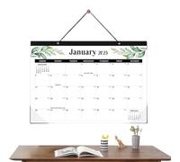 Grand planificateur mensuel avec crochets - Calendrier mural avec rendez-vous 2025, calendrier familial, planificateur mensuel familial, planificateur mensuel mural avec cordes à suspendre pour la