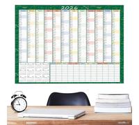 Grand planificateur mural annuel 2026 - Calendrier visuel 73,6 x 50,8 cm avec 14 feuilles d'autocollants | Organiseur mensuel pour tâches familiales, voyages et fitness, décoration murale en papier