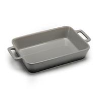 Grand plat à gratin rectangulaire de 36 cm avec poignées, plat à gratin rectangulaire, tradition en grès, profond, en céramique, pour lasagnes, tiramisu, rôtis et ragoûts (B-33 cm, gris)
