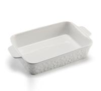 Grand plat à gratin rectangulaire de 36 cm avec poignées, plat à gratin rectangulaire, tradition en grès, profond, en céramique, pour lasagnes, tiramisu, rôtis et ragoûts (36 cm, blanc)