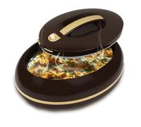Grand plat de transport isotherme ovale élégant - Couvercle ouvert à une main - 3,15 l - Réchauffeur/refroidisseur de luxe - Bol de service thermique pour buffet/fête - Récipient pour aliments chauds