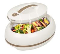 Grand plat de transport isotherme ovale élégant - Couvercle ouvert à une main - 3,15 l - Réchauffeur/refroidisseur de luxe - Bol de service thermique pour buffet/fête - Récipient pour aliments chauds