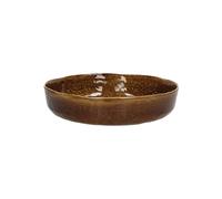 Grand plat en grès marron, rond, uni - Pomax, Spiro - Ø24x6 cm