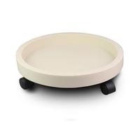 Grand plateau de pot de fleurs en plastique beige à roulettes pour l'intérieur et l'extérieur - Résine durable avec roulettes, parfait pour présenter des plantes et se déplacer facilement