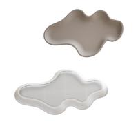 Grand plateau ovale multifonction en résine - En silicone robuste - Accessoire de maison portable pour plats en béton, fournitures artisanales