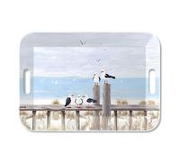 Grand Plateau Rectangulaire Bleu Mouettes Sur Le Quai