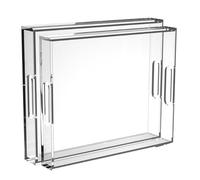 Grand plateau rectangulaire en acrylique transparent avec poignées pour table basse, fête, salle de bain, cafétéria, salle à manger, cuisine, dessert