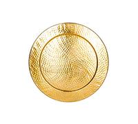 Grand plateau rond en métal Nice doré 60 cm | Design doré | Plateau de service rond antidérapant | Comme décoration sur la table dressée ou décoration murale dans le salon