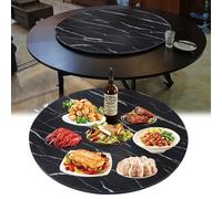 Grand plateau tournant en bois rond à 360° pour restaurants et maison, rotation manuelle facile, roulements lisses, diamètre 50 cm, plateau de table noir