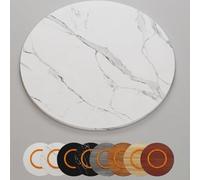Grand plateau tournant Lazy Susan en bois massif - Plateau de service rotatif de 20, 30 et 40 pouces for table à manger - Plateau de service à rotation douce(White-striped,55cm/22in)
