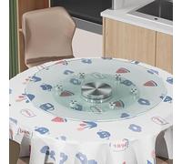 Grand plateau tournant rond avec système d'assistance pivotant, plateau rotatif transparent pour table de repas familiale, plateau tournant en verre trempé, plat de service facile à partager (Ta