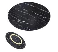 Grand plateau tournant rond en bois pour table de salle à manger, cuisine et restaurant, finition marbre noir, 50 cm