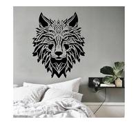 Grand pochoir géométrique en forme de tête de loup pour peinture, pochoir en plastique réutilisable pour décoration d'intérieur, meubles modernes (M 60 x 71 cm)