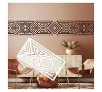 Grand pochoir mural géométrique tribal 50 cm x 25 cm, motif aztèque, motif symétrique, réutilisable, pour décoration murale, décoration d'intérieur, porte de meubles