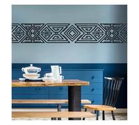 Grand pochoir mural géométrique tribal 81 cm x 40 cm, motif aztèque, motif symétrique, réutilisable, pour décoration murale, décoration d'intérieur, porte de meubles