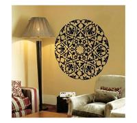 Grand pochoir mural mandala réutilisable pour peinture, motif damassé pour murs, salon, sols, grande fleur ronde, motif floral vintage, art et décoration d'intérieur (35 cm x 70 cm)
