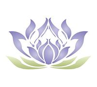 Grand pochoir mural réutilisable en forme de fleur de lotus orientale XXS