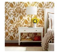 Grand pochoir mural réutilisable pour peinture, motif botanique avec tulipes, feuilles, fleurs vintage pour recyclage de meubles, murs, sol, tissu, décoration d'intérieur (taille XL, 70 cm x 101 cm)